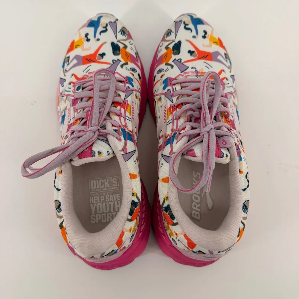 Brooks Adrenaline GTS 21 Women 9 Pink Multi Unity Help Save Youth Sports Shoes - Picture 7 of 8